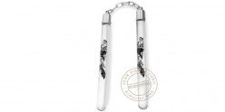 Transparent acrylic nunchaku with dragon decor - Chain