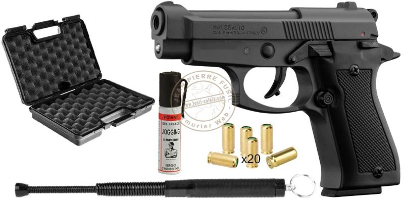 Pack défense - Pistolet alarme KIMAR Mod. 85 noir Cal. 9mm PAK