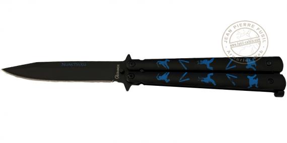 ALBAINOX - Couteau papillon Nunchaku noir et bleu