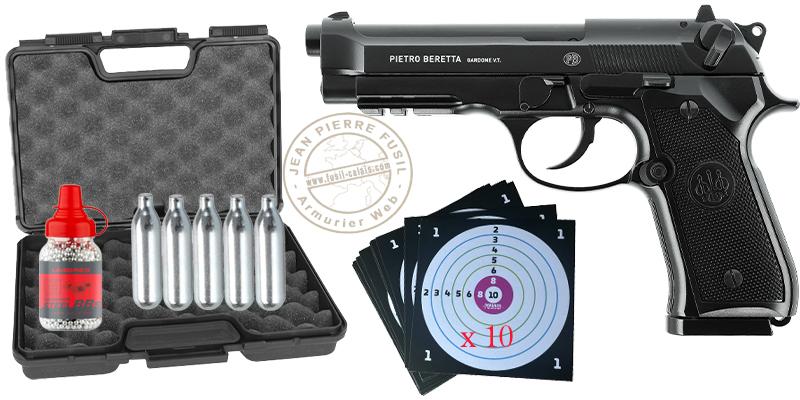 Pack  pistolet 4,5 mm BB CO2 UMAREX - BERETTA Mod. 92 A1 Blowback  Full automatique (1,35 joules)