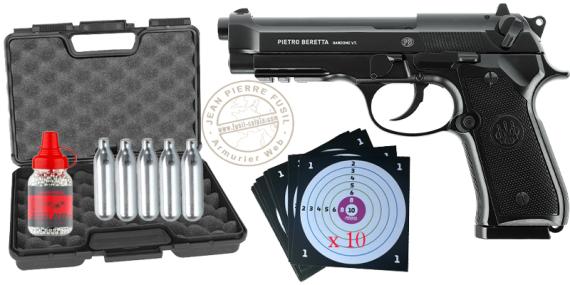 Pack  pistolet 4,5 mm BB CO2 UMAREX - BERETTA Mod. 92 A1 Blowback  Full automatique (1,35 joules)