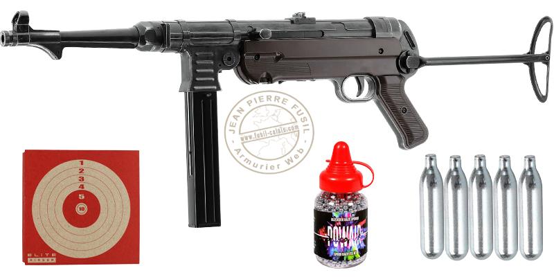 Pistolet mitrailleur à plomb CO2 4,5 mm BB UMAREX Legends MP German Legacy Full Auto (inf. à 7,5 joules)