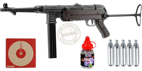 Pistolet mitrailleur à plomb CO2 4,5 mm BB UMAREX Legends MP German Legacy Full Auto (inf. à 7,5 joules)