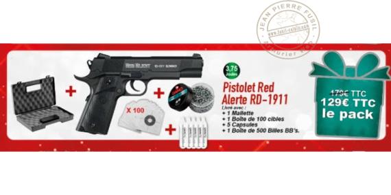 Pack pistolet à plomb 4,5 mm BB Red Alert RD-1911