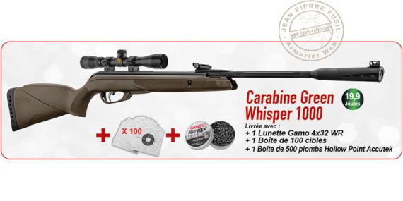 Pack carabine à plombs 4,5 mm GAMO Green Whisper 1000 (19,9 Joules)