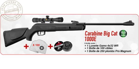 Pack carabine à plombs 4,5 mm GAMO Big Cat 1000E (19,9 Joules)