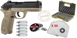 Pack Pistolet à plombs 4,5 mm CO2 GAMO PT-85 Désert (3,90 joules)