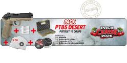 Pack Pistolet à plombs 4,5 mm CO2 GAMO PT-85 Désert (3,90 joules)