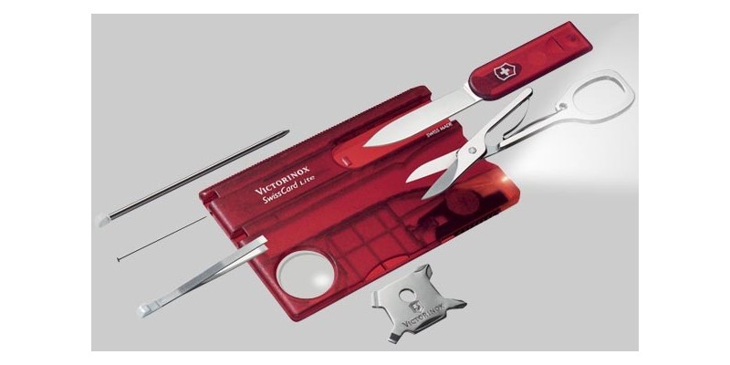 Couteau VICTORINOX - SwissCard Lite rouge translucide 8p