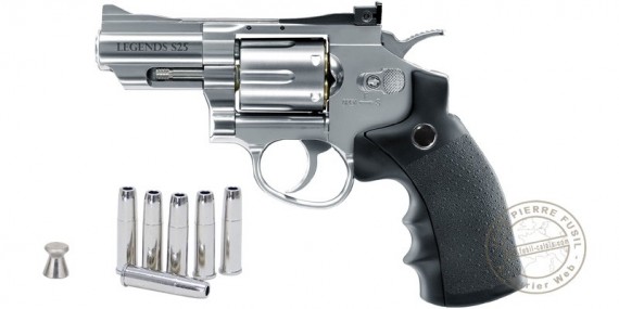UMAREX Legends S25, S40 or S60 CO2 revolver - .177 bore - Silver (2.8 to 3.5 Joule)